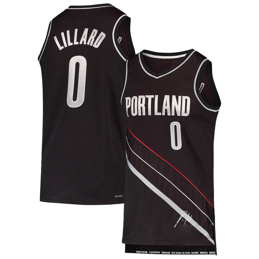 P.Trail Blazers #0 Damian Lillard Select Series Rookie of the Year Swingman Team Jersey Black Stitched American Basketball Jersey