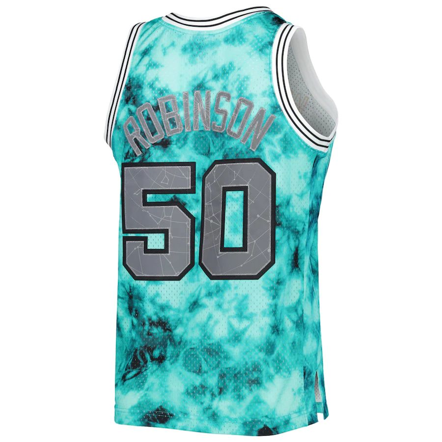 S.Antonio Spurs #50 David Robinson Mitchell & Ness 1998-99 Galaxy Swingman Jersey Teal Stitched American Basketball Jersey