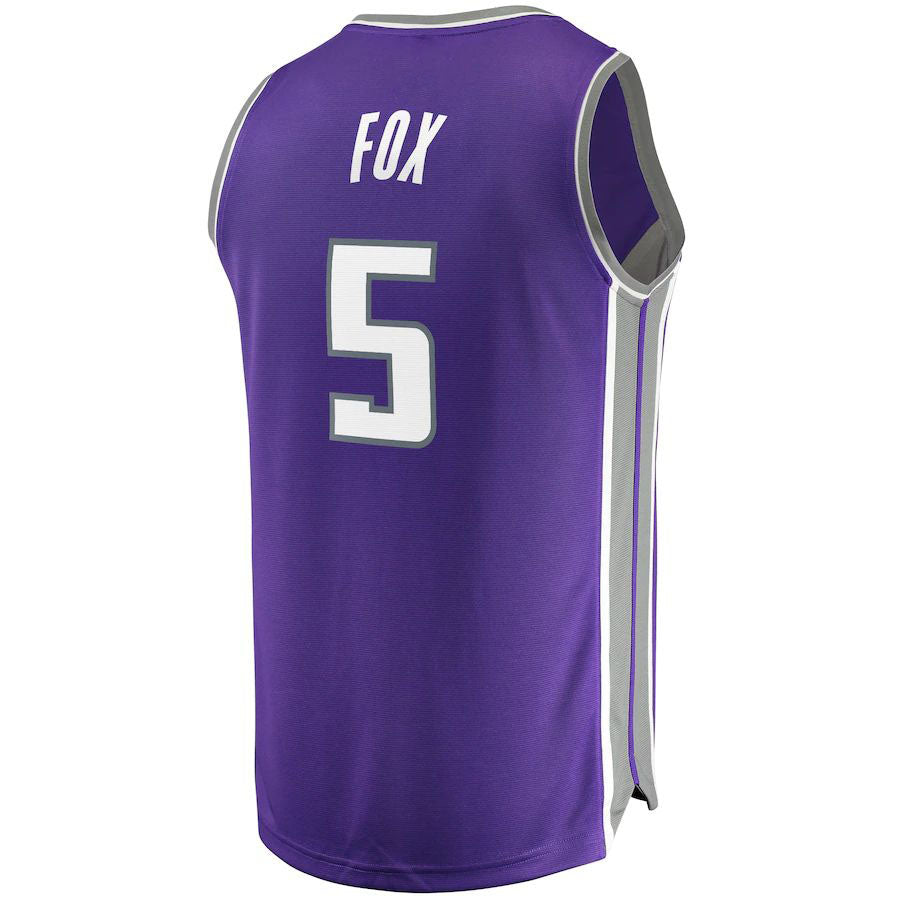 S.Kings #5 De'Aaron Fox Fanatics Branded Fast Break Player Replica Jersey Icon Edition Purple Stitched American Basketball Jersey
