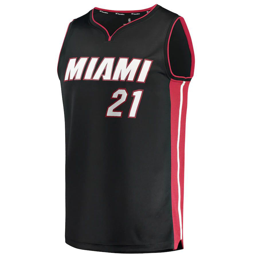 M.Heat #21 Dewayne Dedmon Fanatics Branded 2021-22 Fast Break Replica Jersey Icon Edition Black Stitched American Basketball Jersey