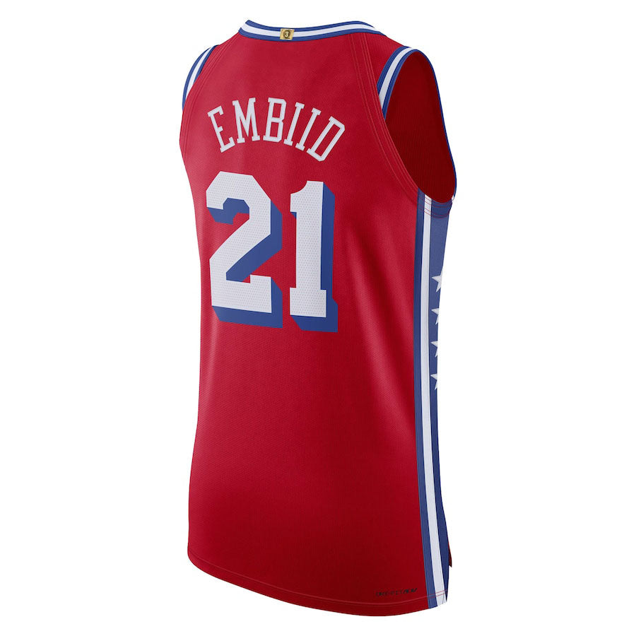 PH.76ers #21 Joel Embiid Jordan Brand 2022-23 Authentic Jersey Statement Edition Red Stitched American Basketball Jersey