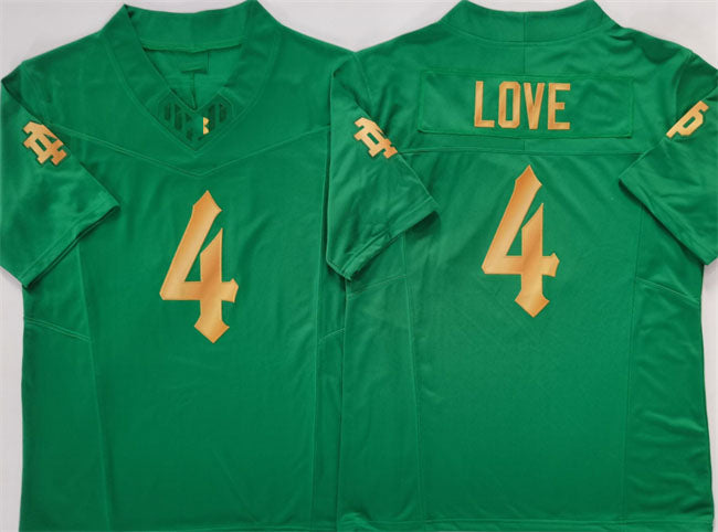 N.Dame Fighting Irish #4 Jeremiyah Love Green 2025 F.U.S.E. Limited Stitched Football American College Jerseys