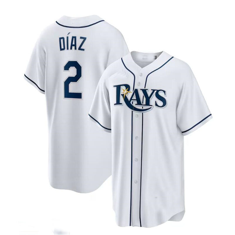 Tampa Bay Rays #2 Yandy D¨ªaz Home Replica Player Jersey - White Baseball Jerseys