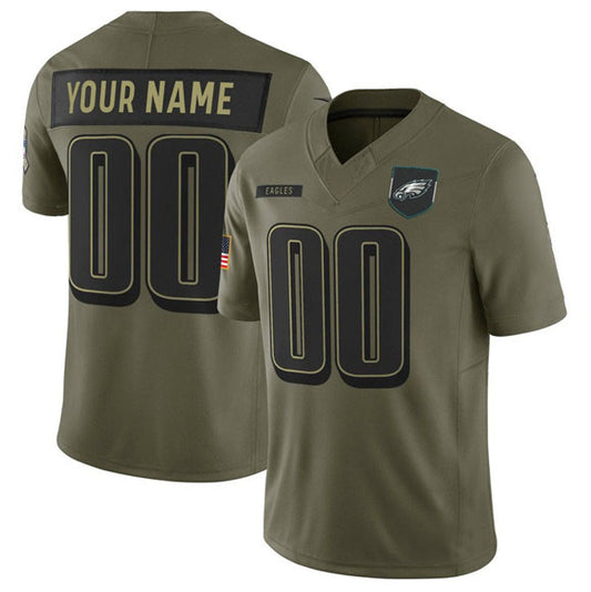Custom P.Eagles Olive 2025 Salute to Service Limited Jersey