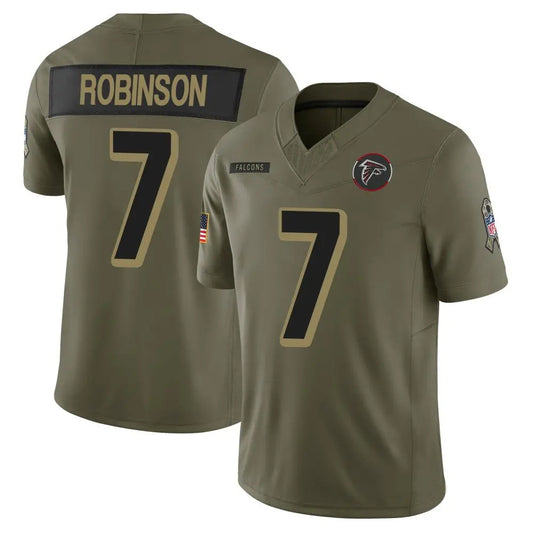 A.Falcons #7 Bijan Robinson Olive 2025 Salute To Service Limited Jersey
