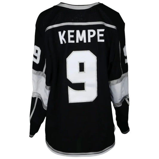 LA.Kings #9 Adrian Kempe Fanatics Authentic Game-Used  Black Jersey from the 2018 Playoffs  Stitched American Hockey Jerseys