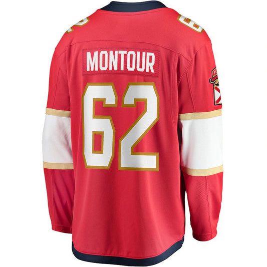 F.Panthers #62 Brandon Montour Fanatics Branded Home Breakaway Player Jersey  Red Stitched American Hockey Jerseys