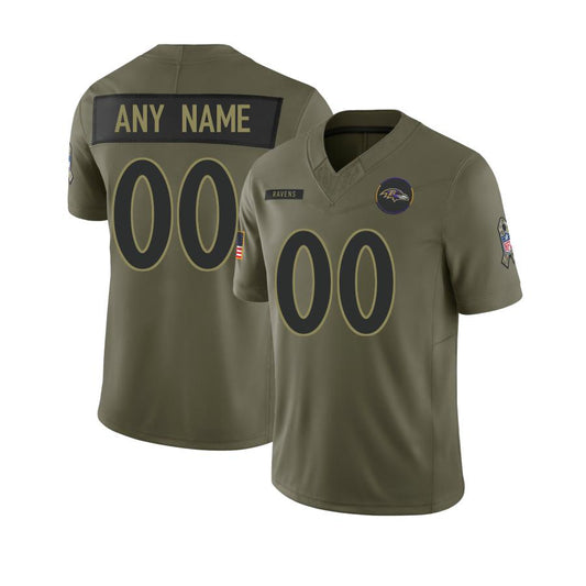 Custom B.Ravens Olive 2025 Salute To Service Limited Jerseys