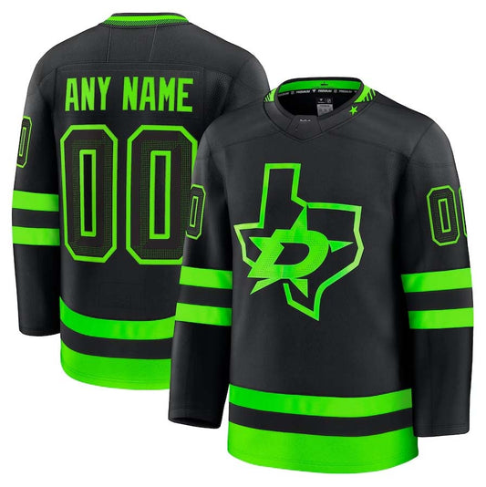 Custom D.Stars Fanatics Alternate Premium Jersey - Black Stitched American Hockey Jerseys