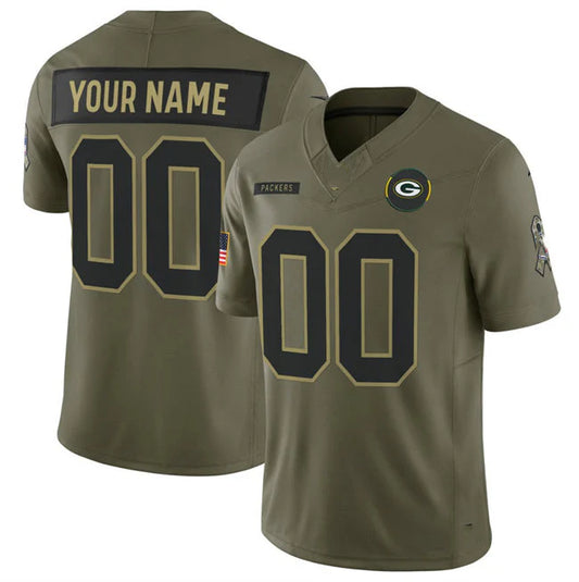 Custom GB.Packers Olive 2025 Salute to Service Limited Jersey
