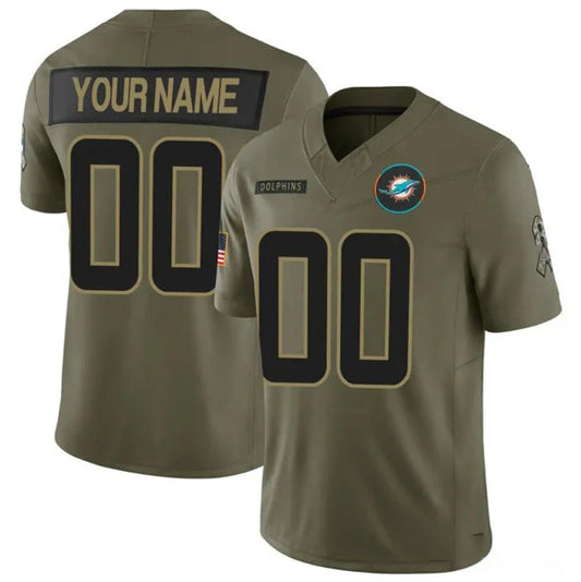 Custom M.Dolphins Olive 2025 Salute to Service Vapor F.U.S.E. Limited Jersey