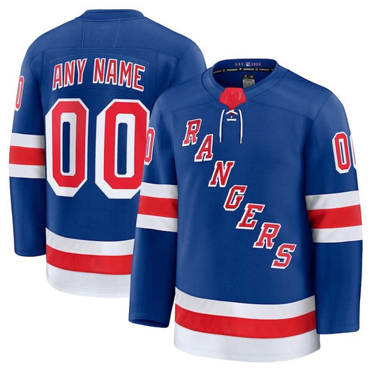 Custom NY.Rangers Fanatics Home Premium Jersey - Royal Stitched American Hockey Jerseys