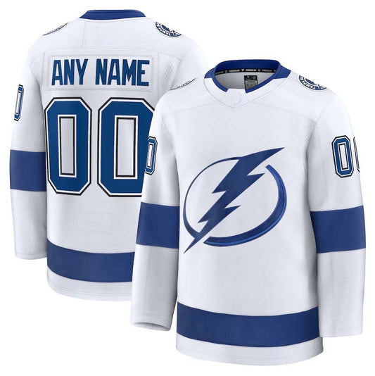 Custom TB.Lightning Fanatics Away Premium Jersey - White Stitched American Hockey Jerseys