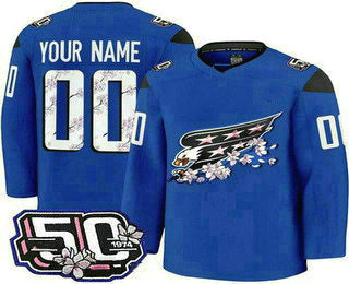 Custom W.Capitals Blue 50th Anniversary Authentic Stitched American Hockey Jerseys