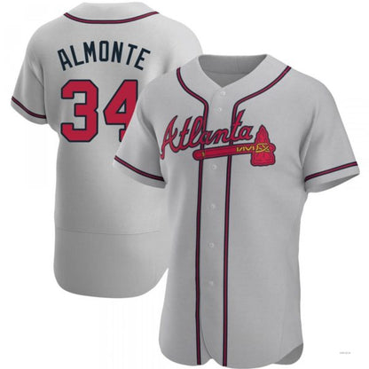 Atlanta Braves #34 AbStockaaam Almonte Gray Road Jersey Stitches Baseball Jerseys