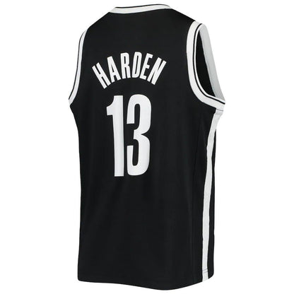 B.Nets #13 James Harden 2020-21 Swingman Jersey Black Icon Edition Stitched American Basketball Jersey