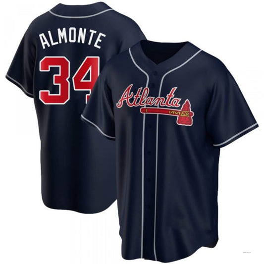 Atlanta Braves #34 AbStockaaam Almonte Navy Alternate Jersey Stitches Baseball Jerseys