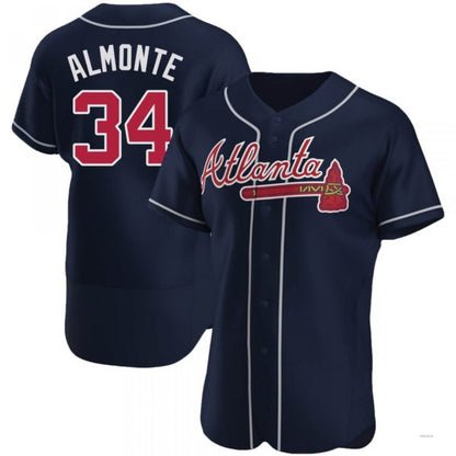 Atlanta Braves #34 AbStockaaam Almonte Navy Alternate Jersey Stitches Baseball Jerseys