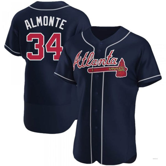 Atlanta Braves #34 AbStockaaam Almonte Navy Alternate Jersey Stitches Baseball Jerseys