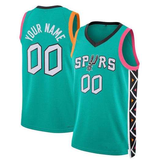 Custom S.Antonio Spurs Unisex  Swingman Custom Jersey City Edition Turquoise Stitched Basketball Jersey