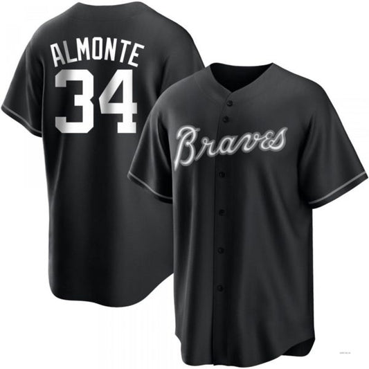 Atlanta Braves #34 AbStockaaam Almonte White Black/ Jersey Stitches Baseball Jerseys