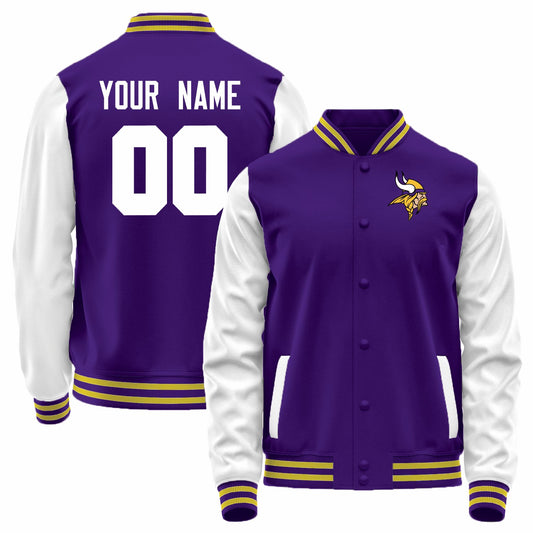Custom B.Ravens Black-White Bomber Full-Snap Varsity Letterman Jacket