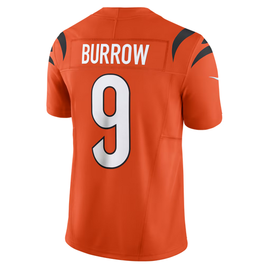C.Bengals #9 Joe Burrow Orange Vapor F.U.S.E. Limited Jersey